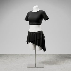Tenue de danse orientale pour performance et entraînement, ensemble haut court et jupe asymétrique en modal - Product Image 2
