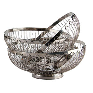 ร้อนขายสแตนเลสเท้าตะกร้าชั้นวางชุดสามคุณภาพล่วงหน้าทําด้วยมือตกแต่งผลไม้ตะกร้าและชามลวด - Product Image 1