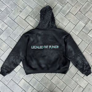 เสื้อฮู้ดดี้พิมพ์ลายคุณภาพสูงแบบซิป ปี 2026 สั่งทำได้ ล้างสีแบบแอซิด พร้อมฮู้ดตกแต่งคริสตัลเต็มตัว สำหรับฤดูหนาว - Product Image 2