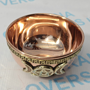 Cuenco de Cobre Hecho a Mano, Ecológico y Duradero, con Pentáculo, para Ofrendas, Cuenco para Ahumar, Quemador de Incienso Wiccan Triple Luna, Primavera Verano - Product Image 4
