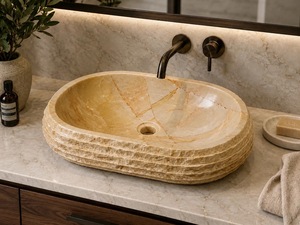 Vasque ovale en marbre naturel, sculptée à la main, moderne, pour salle de bain de luxe, hôtel, meuble-lavabo, salle à manger – Fournisseur en gros - Product Image 3