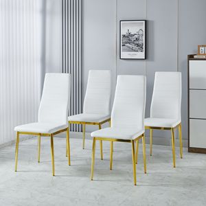 Ensemble de 4 chaises de salle à manger avec pieds dorés et assise blanche - Product Image 1