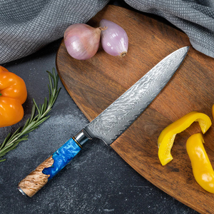 Couteau de Chef de Cuisine Haut de Gamme en Acier Damas Fait Main, Manche en Bois Pakka, Compatible Lave-Vaisselle, Écologique, Idéal pour la Cuisine et le Travail en Cuisine - Product Image 4