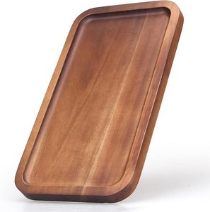 Customizable Wide Wooden Serving <b>Tray</b> With Raised Edges For Safe Carrying Of Food And Beverage Items - Product Image 3