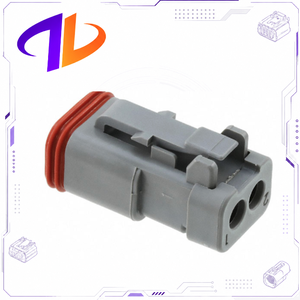 Embout de prise automobile étanche en nylon à 2 broches avec contact en cuivre compatible DT06-2S-E003 pour bornes de prise femelle, gris, série DT - Product Image 1