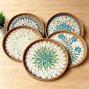 Plateau en rotin décoratif pour la maison, artisanat de qualité supérieure, idéal pour le bureau et la maison, pour servir du thé et du café. - Product Image 6