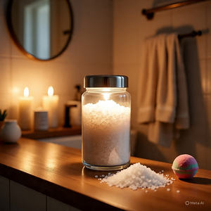 Cristaux de bain exfoliants au sel de l'Himalaya et à la lavande, éco-responsables, en sachet stand-up, hydratants, cadeau Fête des Mères - Product Image 1