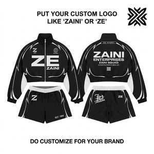 ชุดเซ็ตเสื้อแจ็คเก็ตกันลมลำลองพรีเมียม ZAINI 300 กรัม ผ้าโพลีเอสเตอร์ สำหรับผู้ชาย ฤดูหนาว มีฮู้ด คอปก สีแดง ขาว ดำ ดีไซน์แบบแผง ตัดเย็บตามสั่ง - Product Image 1