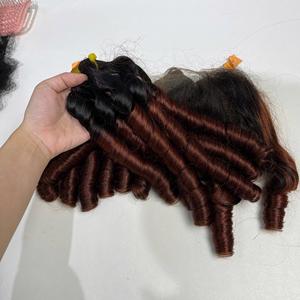 Ensemble Paquets Assortis Avec Fermeture Ombre Brun Couleur Doigt Bouclés Cheveux Humains Haute Qualité Beaux Cheveux Humains Vietnamien - Product Image 5