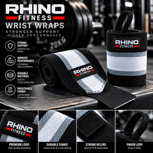 สายรัดข้อมือผ้าฝ้าย RHINO FITNESS แบบติดตีนตุ๊กแก สำหรับยกน้ำหนัก ป้องกันข้อมือสำหรับผู้ใหญ่ ใช้สำหรับการฝึกซ้อม - Product Image 5