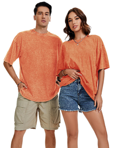 เสื้อยืดเบสิคทรงโอเวอร์ไซส์ ผ้าฟอกสี 280 กรัม คอเสื้อแบบดรอปโชว์เดอร์ เสื้อเบสิคผู้ชาย วินเทจ แขนสั้น สีพื้น เสื้อยูนิเซ็กส์ - Product Image 5