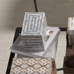 Organizador de Almacenamiento de Diseño Moderno con Incrustaciones de Mosaico de Madreperla, Caja de Joyería Rectangular de Madera para Decoración de Sala de Estar - Product Image 1