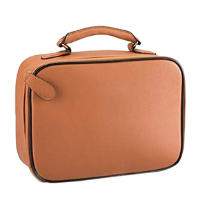 Étui à cosmétiques en cuir véritable tendance, grande capacité, pour hommes, organisateur de maquillage multi-compartiments avec fermeture sécurisée - Product Image 6
