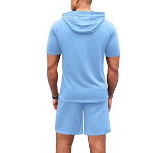 Conjunto de Camiseta y Pantalones Cortos de Verano para Hombre, Color Sólido, Liso, Informal, para Jóvenes y Adultos, Ropa de Playa - Product Image 4