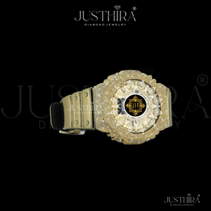 Gold Bezel Sapphire Crystal VVS Moissanite Diamond Round <b>Watch</b> Unisex Luxury Classic Antique Business Hip-Hop Style Steel Case - Product Image 3