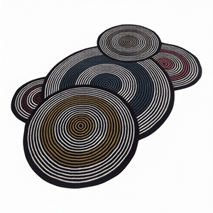 Alfombra moderna abstracta de círculos concéntricos, alfombra de lana hecha a mano, diseño artístico, decoración para sala de estar y dormitorio, decoración suave y duradera para el hogar - Product Image 2