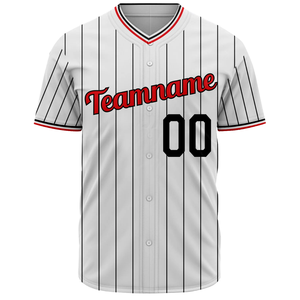 Maillot de baseball blanc à fines rayures, manches courtes, boutonné, uniforme d'équipe personnalisé, respirant, en polyester, chemise de sport athlétique - Product Image 2