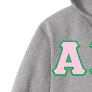 Sudadera con Capucha Bordada con las 3 Letras Griegas AKA, Gris, Gruesa, de Felpa, Mezcla de Algodón Suave, Informal, Unisex, para Invierno - Product Image 2