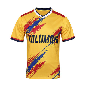 Maillot de football à col en V imprimé par sublimation 100 % polyester de qualité supérieure, personnalisable avec le nom du pays, pour hommes - Product Image 1