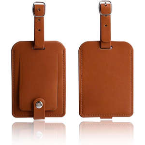 Étiquettes à bagages en cuir véritable, étiquettes à bagages en cuir PU avec logo personnalisé pour valises, protection de la vie privée, étiquettes de sac, essentiels de voyage - Product Image 1