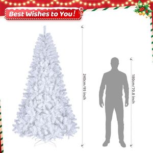 Albero di Natale Bianco da 2,4 m con 670 Luci Bianco Caldo e 8 Modalità, 2008 Rami - Product Image 5