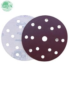 Disque de ponçage rouge premium multi-trous à fixation auto-agrippante, papier abrasif à grain personnalisé P40-P2000 pour carrosserie automobile et bois, vente en gros, OEM - Product Image 1