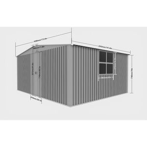 Nuevo Cobertizo de Almacenamiento Exterior Gris de 14 pies x 12 pies, Cobertizo Metálico de Doble Función para Leña - Product Image 6