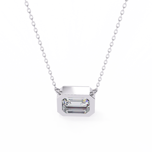 จี้เพชรทรงเหลี่ยมมรกตแบบฝังขอบทองคำขาว 14K สร้อยคอจี้เพชรเลี้ยงในห้องปฏิบัติการ เครื่องประดับมินิมอล ของขวัญสุดหรูสำหรับผู้หญิง - Product Image 6
