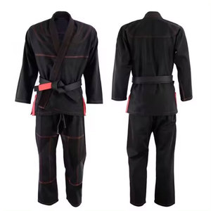 <b>Red</b> Judo Gi Uniform Adult Unisex 100 Cotton Durable Martial Arts Wear with Black <b>Belt</b> Left Sleeve Logo - Product Image 3