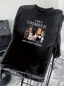 เสื้อยืดแฟชั่นสไตล์วินเทจทรงโอเวอร์ไซส์ ถักนิตติ้ง เป็นมิตรกับสิ่งแวดล้อม แขนสั้น ใส่ได้ทั้งชายและหญิง สตรีทแวร์ ฤดูร้อน ผ้าฝ้าย รับผลิตแบบ OEM - Product Image 2