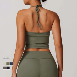 Top Corto Halter de Color Sólido para Mujer, Transpirable, Estilo Deportivo, Tejido de Spandex y Poliéster - Product Image 6