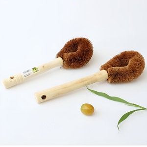 Durable Wooden Dish <b>Brush</b> Kitchen Household Bathroom Cleaning <b>Brushes</b> Coconut Coir <b>Round</b> Fiber Srubbing Scrubbers - Product Image 4