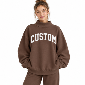Sudadera Moderna para Mujer, Cuello Alto Informal, Holgada, Manga Larga, Hombros Caídos, Diseño Casual, Suave, para Uso Diario - Product Image 6