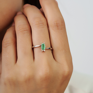 Wholesale 925 Sterling <b>Silver</b> 100% Genuine <b>Emerald</b> & Diamond Minimal Fine <b>Ring</b> For Women's Everyday Wear Unisex Jewelry - Product Image 2