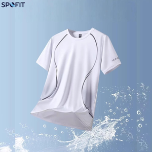 Camiseta Deportiva de Manga Corta para Hombre SPOFIT, Color Degradado, Absorbe la Humedad, Secado Rápido, Cuello Redondo, Top Deportivo de Verano - Product Image 4