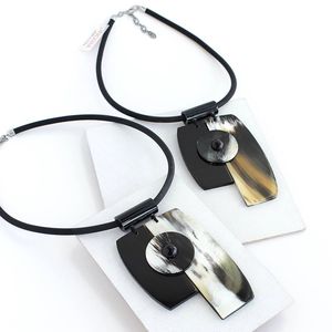 Collar de Cuerno de Búfalo para Mujer, Estilo Clásico, con Engaste de Bisel, Bañado en Rodio Negro, Hecho a Mano, Natural, de Alta Calidad, Regalo - Product Image 3