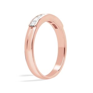 Bague de mariage pour homme en or rose 14 carats avec diamant taille princesse serti en canal - Product Image 5