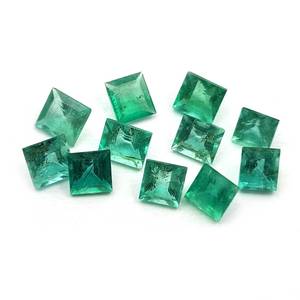 Lot en gros de pierres précieuses naturelles émeraude de Zambie, carrées et facettées, pour la fabrication de bijoux, pierre verte - Product Image 2