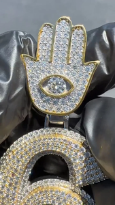 Pendentif numéro 6 en argent massif Gemglowjewels, plaqué or 18 carats, serti de diamants taille brillant, bijoux hip-hop, cadeau pour homme - Product Image 4