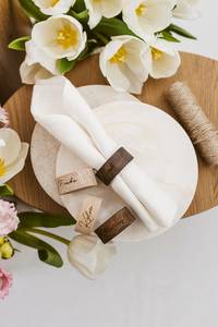 Anillos de servilleta de madera con forma de anillo, diseño clásico, diseño y logotipo personalizados, decoración duradera para mesas de boda. - Product Image 2