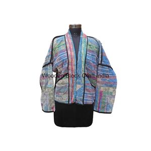 Wholesale 100% Cotton Designer <b>Kantha</b> Quilted <b>Jacket</b> Multi-Colour Ethnic Denim Style Printed Handmade Vintage Winter Knitted - Product Image 6