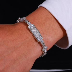 Clover Star Moissanite Bracelet 925 Silver Iced Out Designer Bracelet <b>for</b> <b>Men</b> - Product Image 4