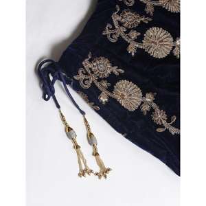 Belle couleur bleu marine Party Wear Designer brodé velours Lehenga Choli - Product Image 4