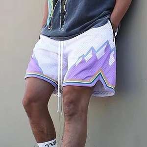 Pantalones Cortos de Baloncesto Sublimados Personalizados para Hombre, de Secado Rápido, Tejido de Malla, Pierna Ancha, con Logotipo de Equipo Personalizado - Product Image 6