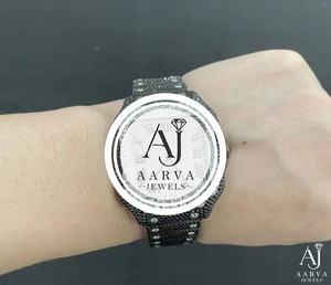 Black Rhodium Stainless Steel Mechanical Watch Crystal Dial 20mm Band Analog <b>Bracelet</b> Diamond Bezel Luxury Dress Watch - Product Image 1