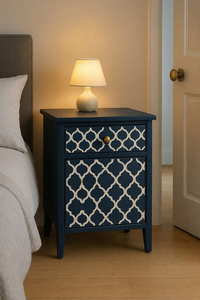 Geometric Resin Bone Inlay Bedside Table With <b>Drawer</b> Modern Nightstand Storage Cabinet Handmade <b>Side</b> Table Bedroom Living Room - Product Image 5