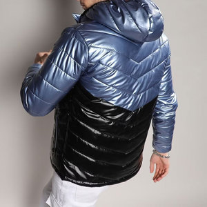 Doudoune matelassée en duvet d'oie pour homme, style urbain, haute qualité, pour l'extérieur, hiver, grandes tailles, noire, personnalisable, avec capuche montante - Product Image 2