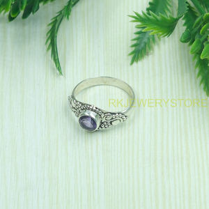 Anillo de Amatista Natural, Plata de Ley 925, Hecho a Mano, Diseño Vintage con Cuentas, Anillo de Piedras Preciosas para Mujer, Proveedor de Joyería Fina, Regalo de Navidad - Product Image 3