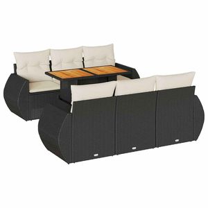 Set Divano da Giardino in Rattan Nero 6 Posti Resistente alle Intemperie Arredamento da Esterno Design Contemporaneo - Product Image 2