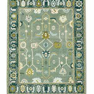 Alfombra Moderna Verde Anudada a Mano con Patrón Abstracto de Lana y Seda, Pelo Plano, Antideslizante, Rectangular para Sala de Estar - Product Image 6